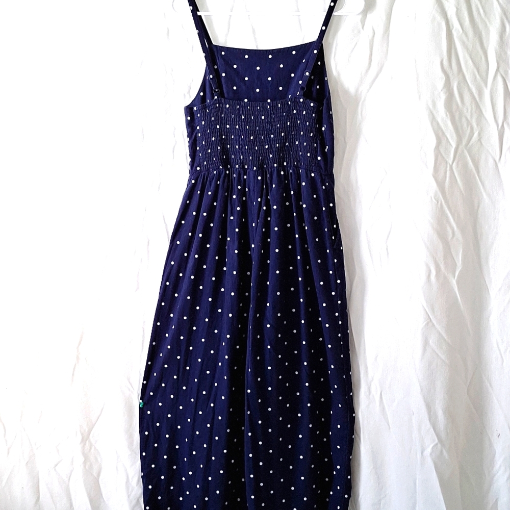 Jumpsuit, Linen, Opeb Back, Navy Polk-a-Dot, sz 8, NWOT - Picture 7 of 12